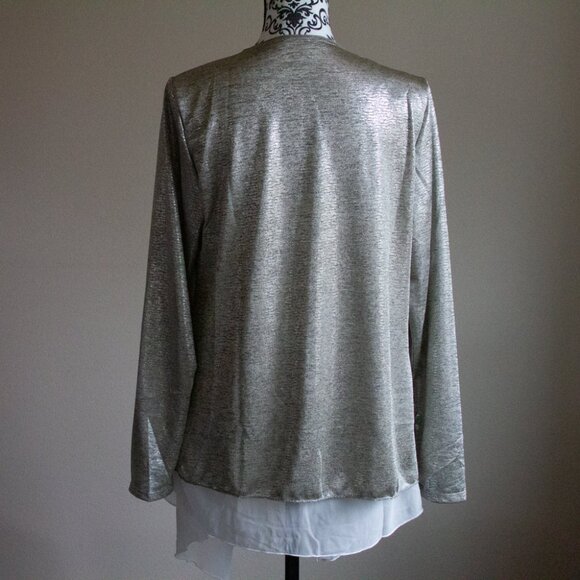 KIM & CAMI Open Cascade Shimmer Cardigan Jacket - Large - Picture 4 of 5